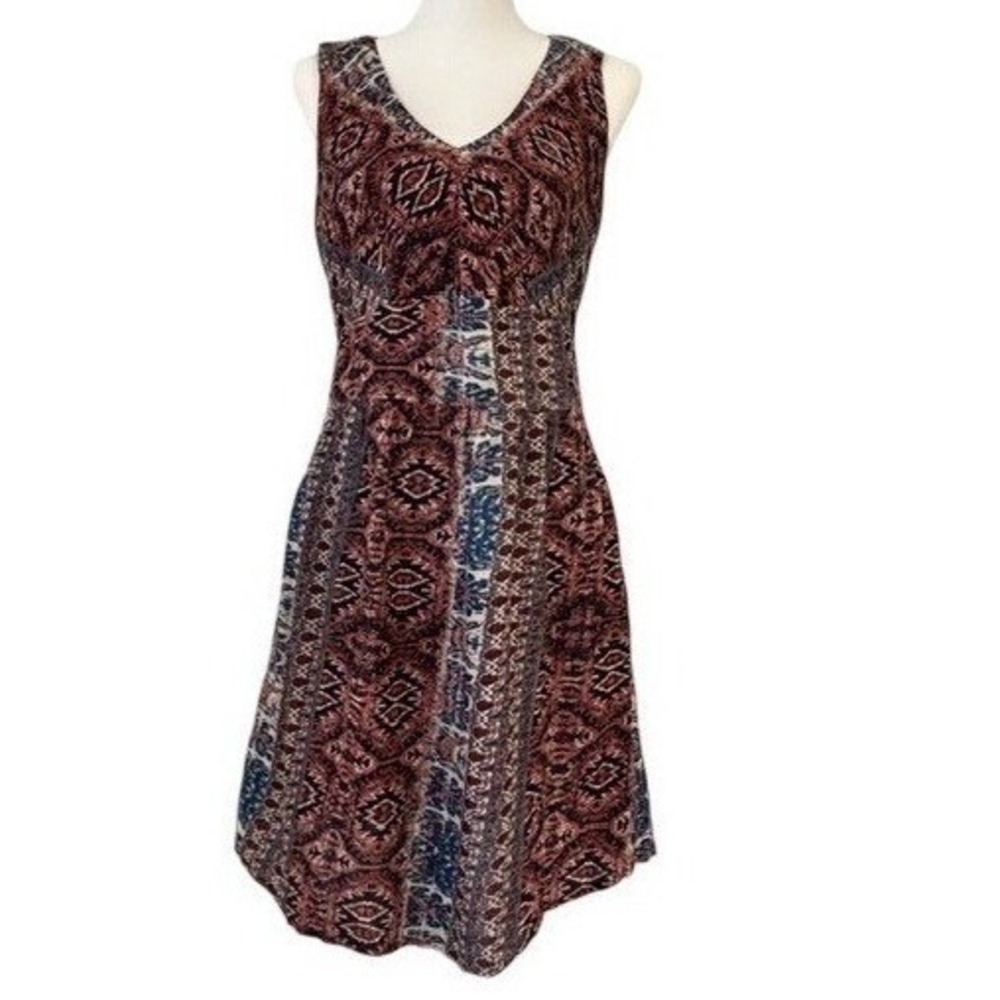 Lucky Brand Dress Women M Multicolor V-Neck Sleeveless Pockets Excellent